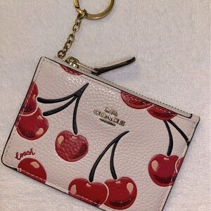 EUC COACH Mini Skinny Id Case With Cherry Print